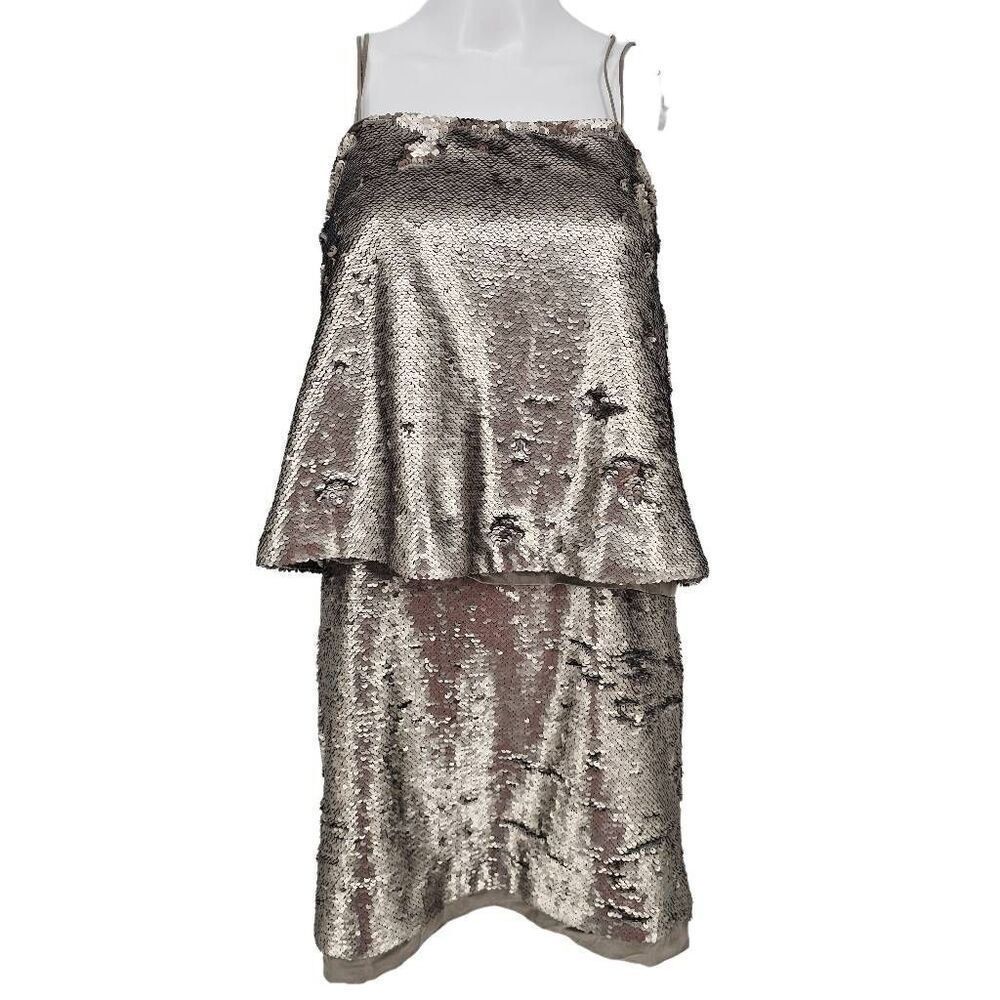 Banana Republic Fish Scale Sequin Mini Cocktail Dress Silver 0